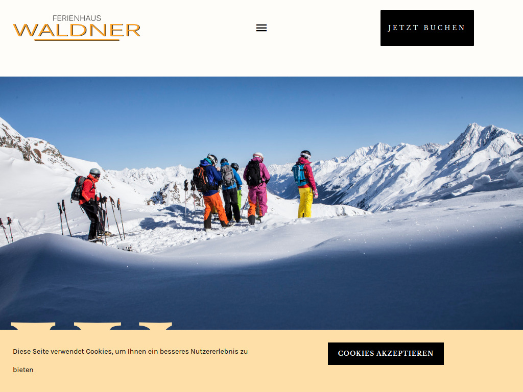 Website von Ferienhaus Waldner in Kaunertal