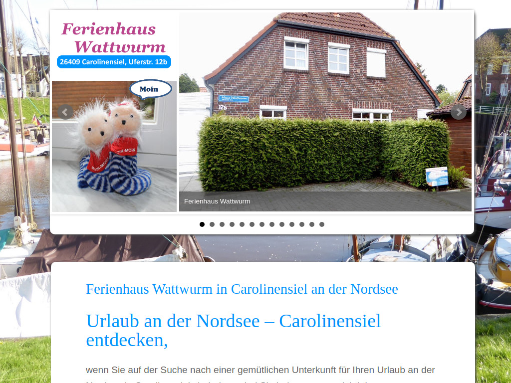 Website von Ferienhaus Carolinensiel Wattwurm an der Harle in Carolinensiel