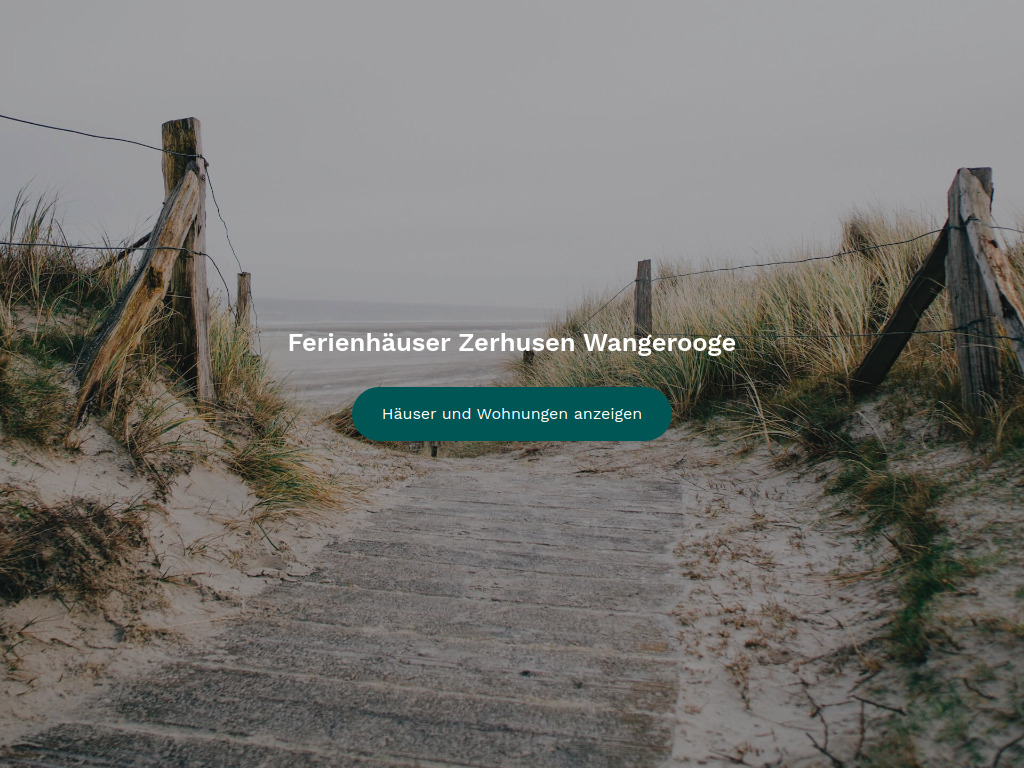 Website von Ferienhäuser Zerhusen in Wangerooge