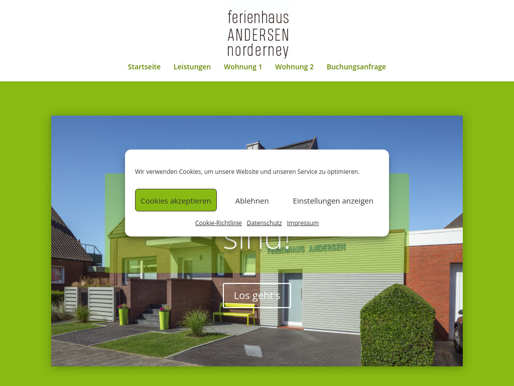 Website von Ferienhaus Andersen in Norderney
