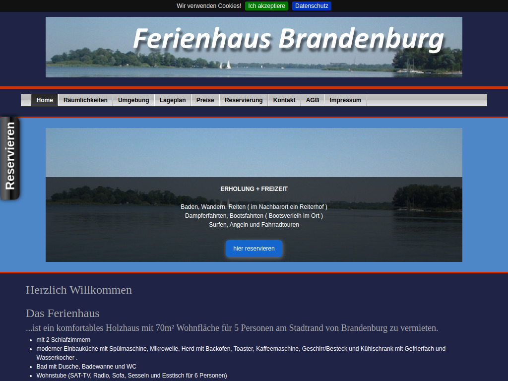 Website von Ferienhaus Brandenburg Fa. H & N in Brandenburg