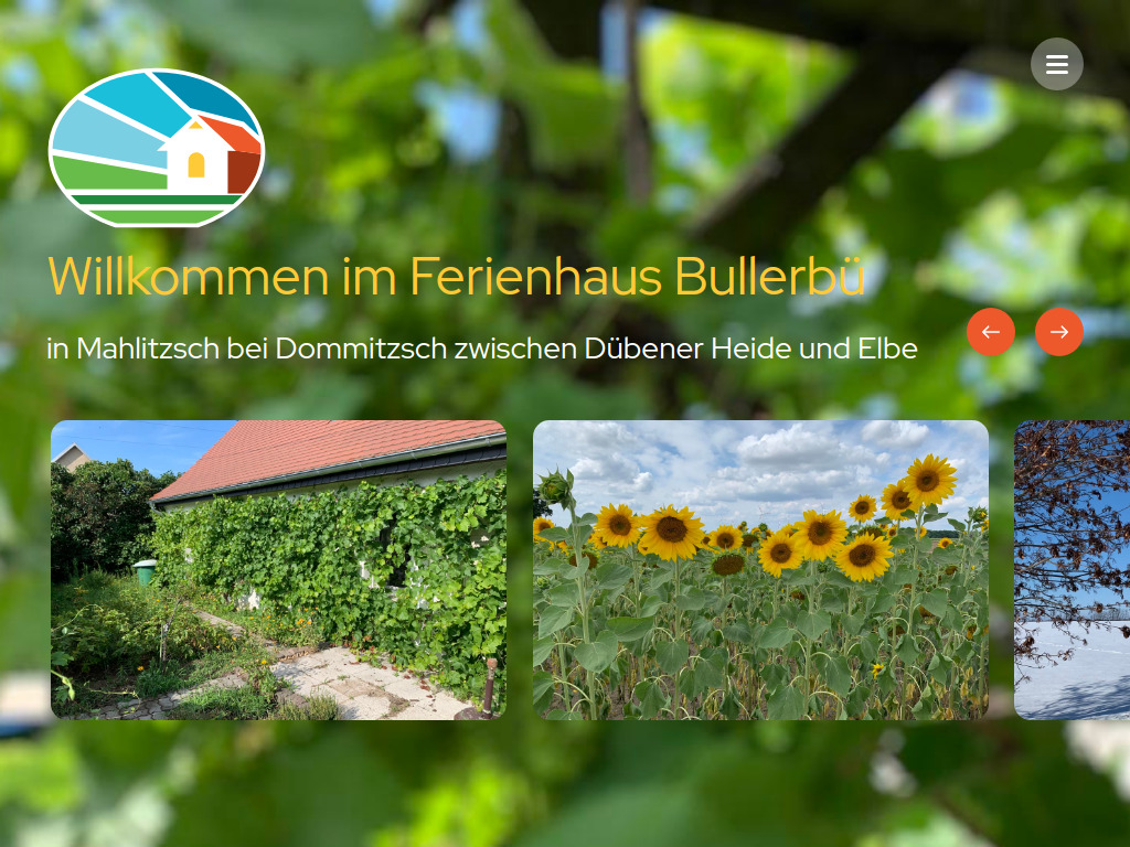 Website von Ferienhaus Bullerbü in Mahlitzsch bei Dommitzsch