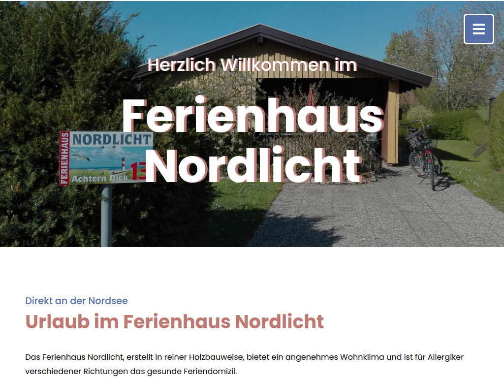 Website von Ferienhaus Nordlicht in Otterndorf