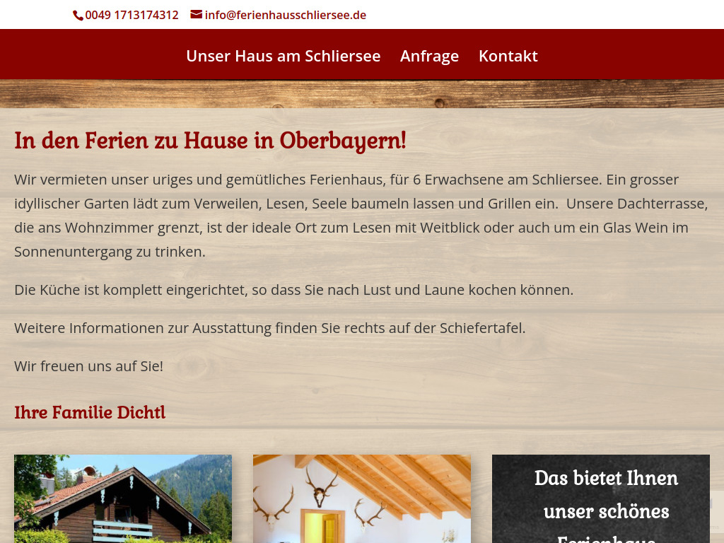 Website von Familie Dichtl in Schliersee