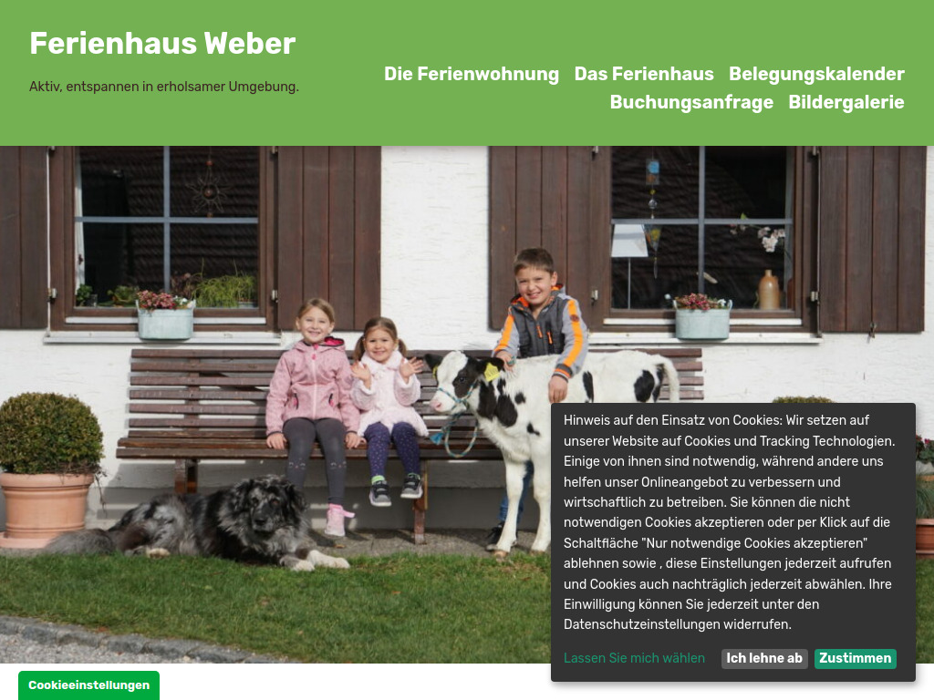 Website von Ferienhaus Weber in Aitrang