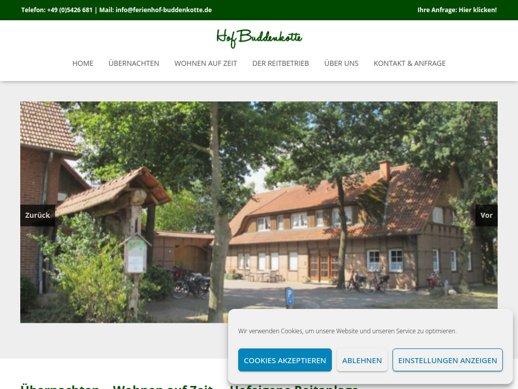 Website von Hof Buddenkotte in Füchtorf