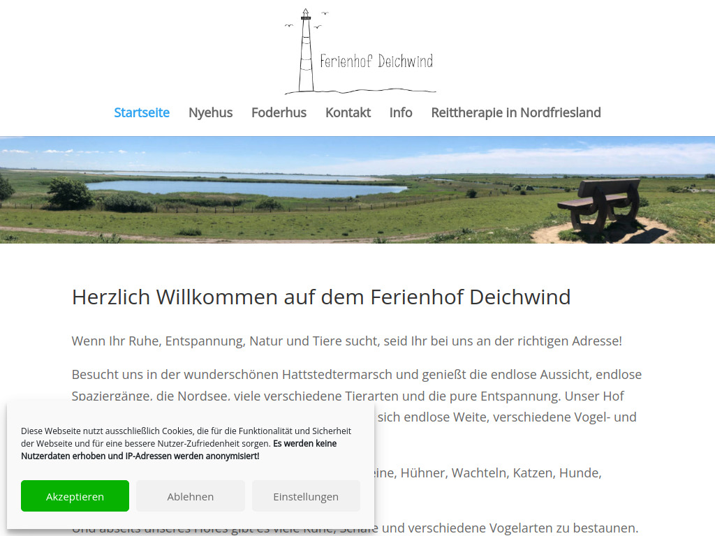 Website von Ferienhof Deichwind in Hattstedtermarsch