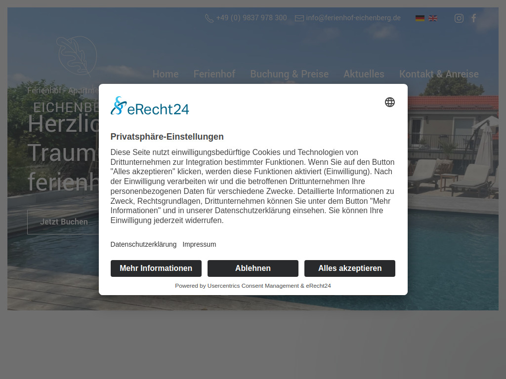 Website von ferienhofEICHENBERG in Haundorf