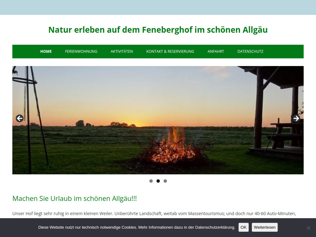 Website von Feneberghof Cornelia Feneberg GbR in Eggenthal