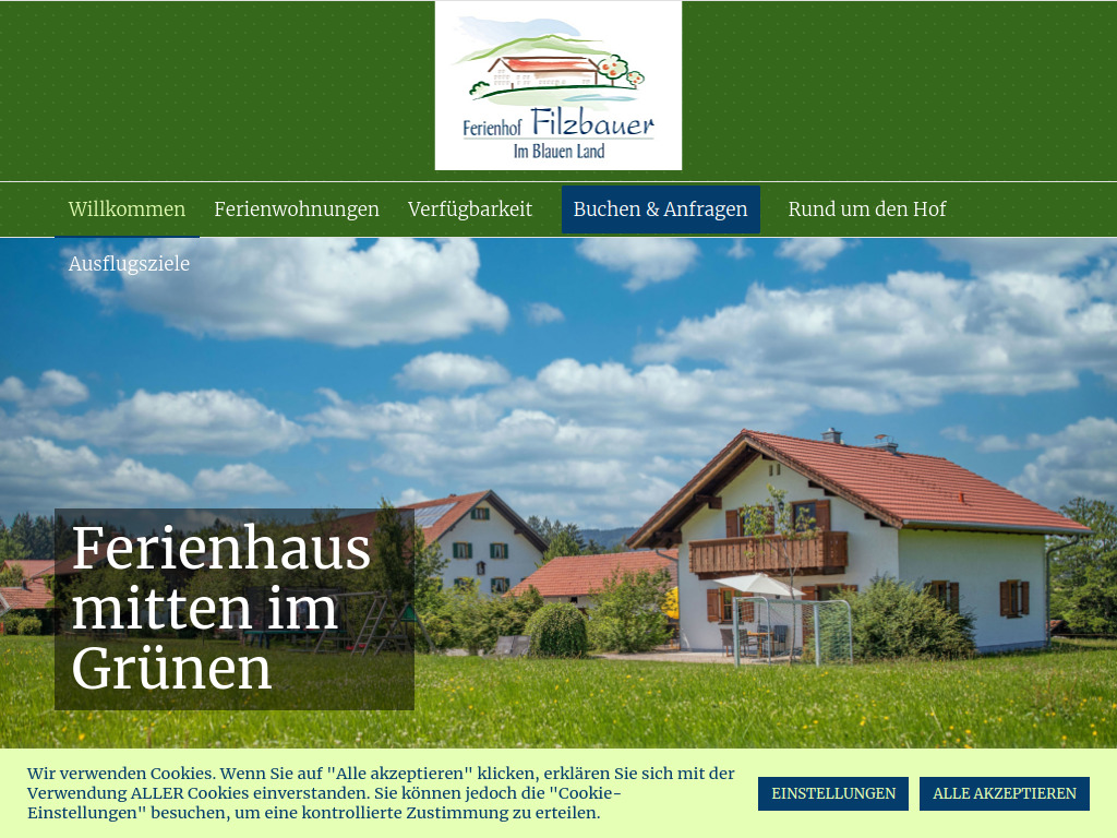 Website von Ferienhof Filzbauer in Uffing a. Staffelsee