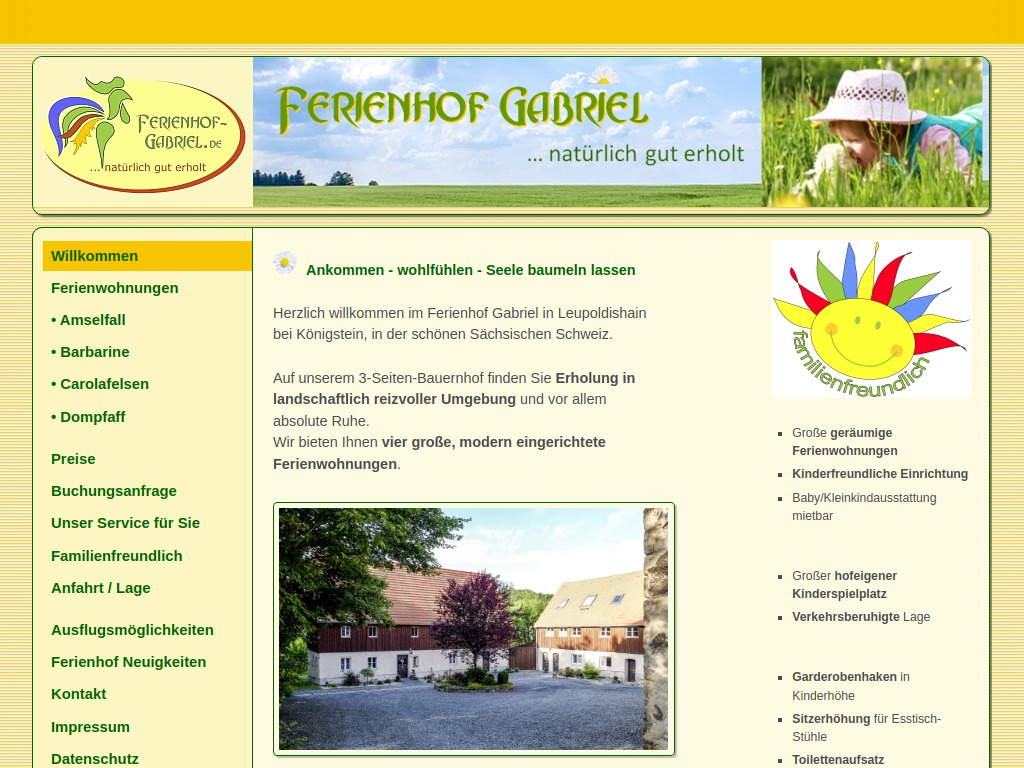 Website von Ferienhof Gabriel
