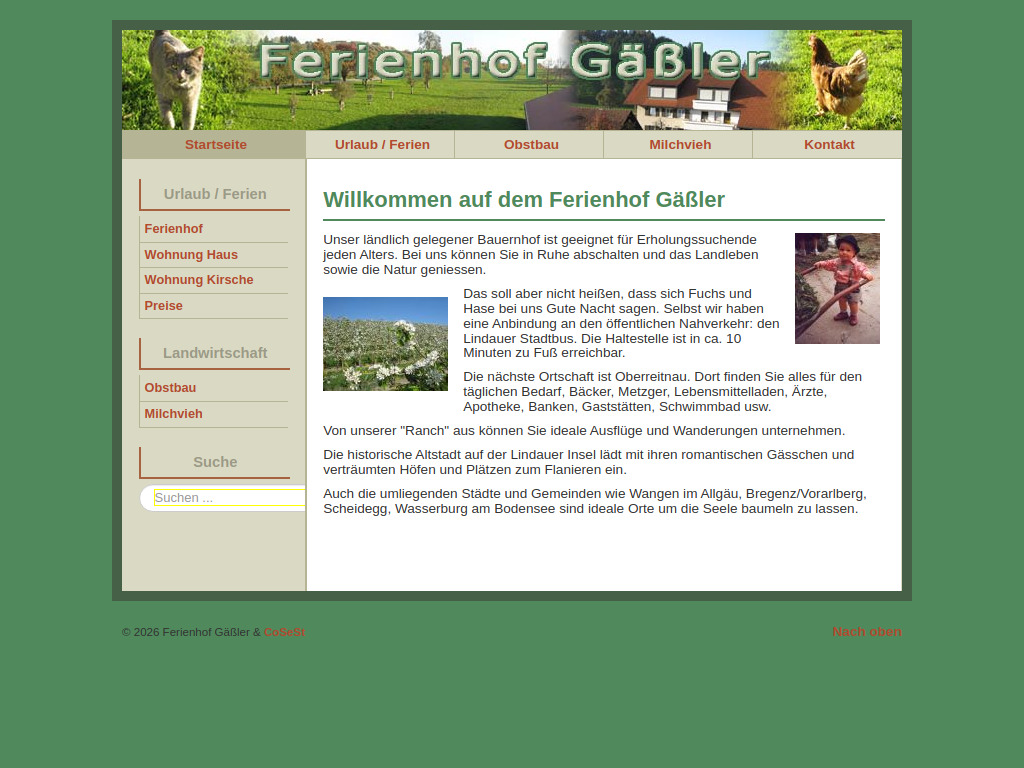 Website von Ferienhof Gäßler in Lindau