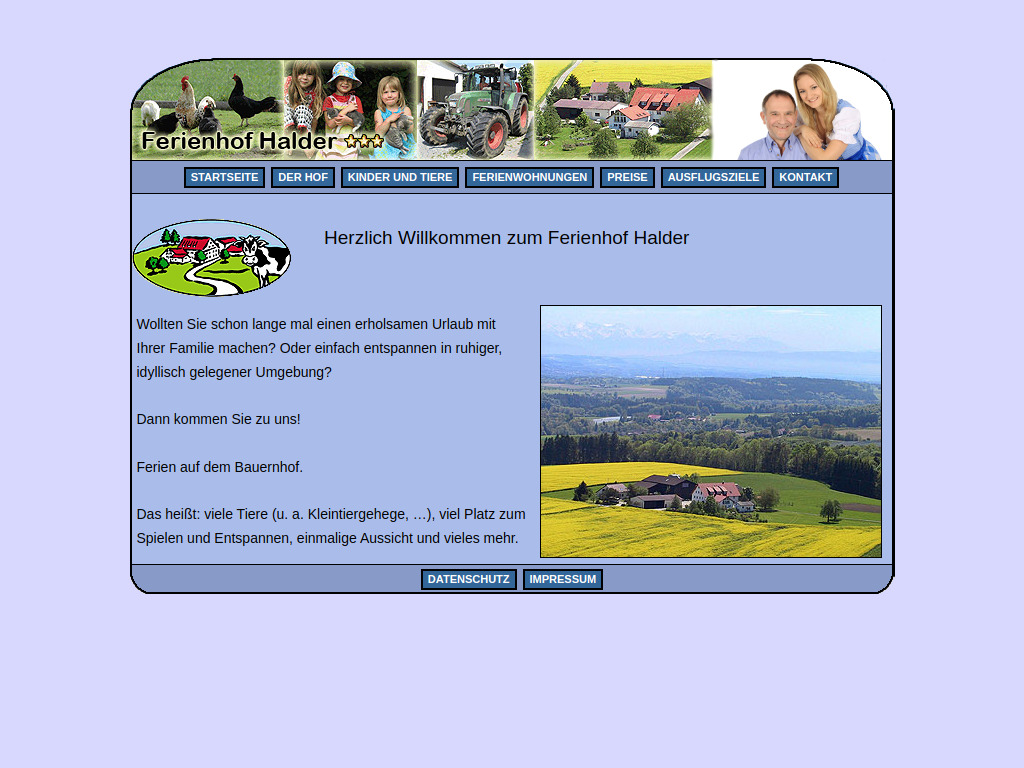 Website von Ferienhof Halder in Berg