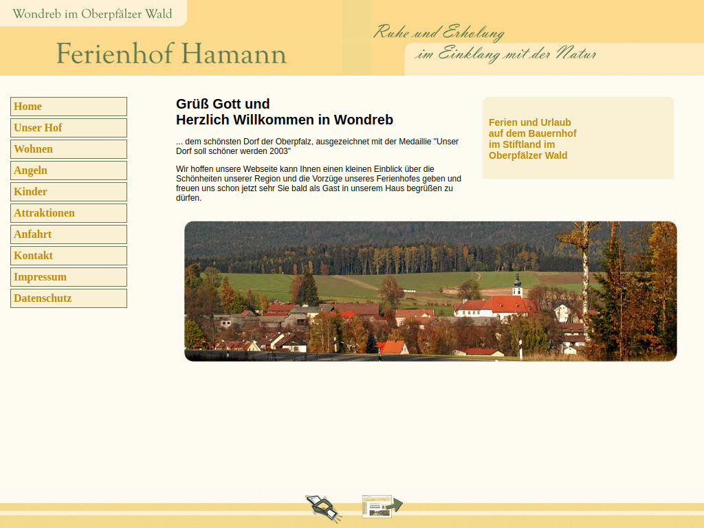 Website von Ferienhof Hamann in Tirschenreuth