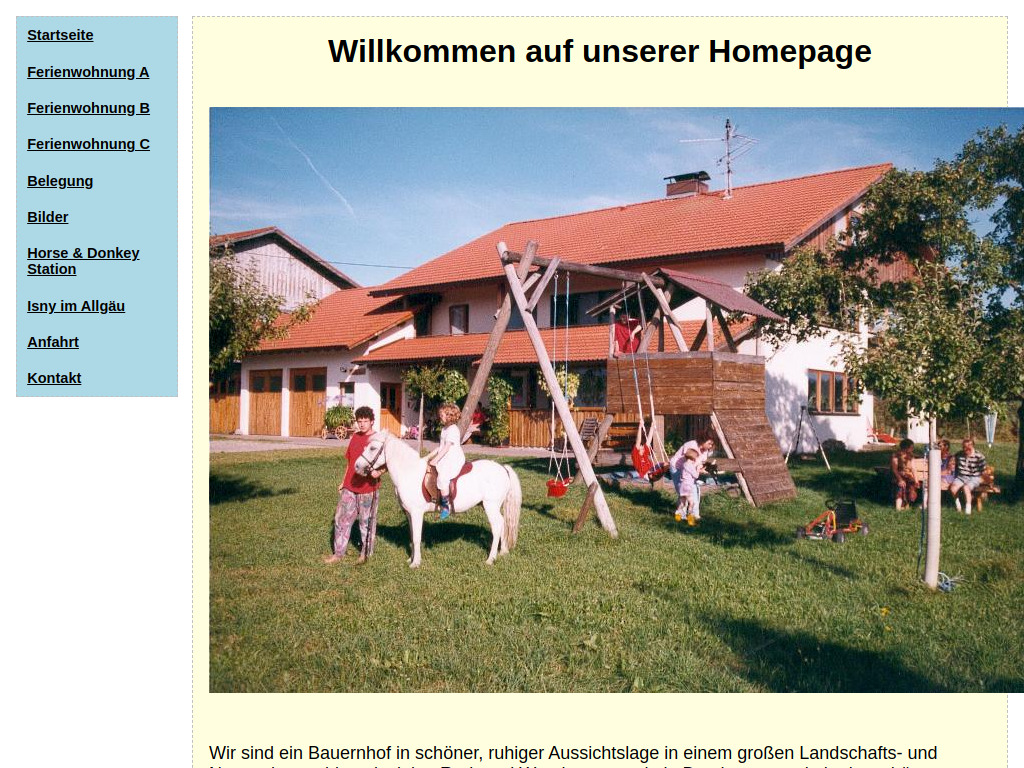 Website von Ferienhof Käser in Gründels