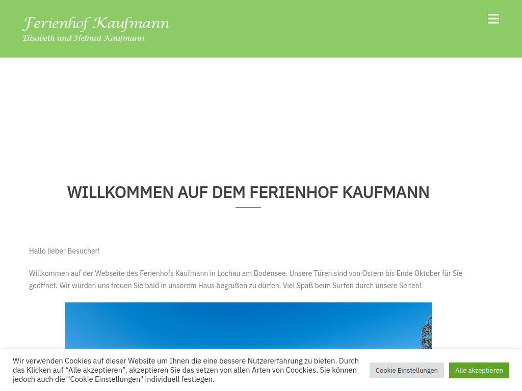 Website von Ferienhof Kaufmann in Lochau