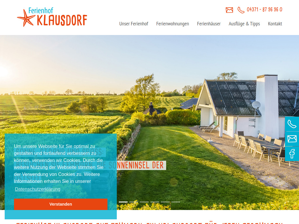 Website von Ferienhof Klausdorf in Fehmarn