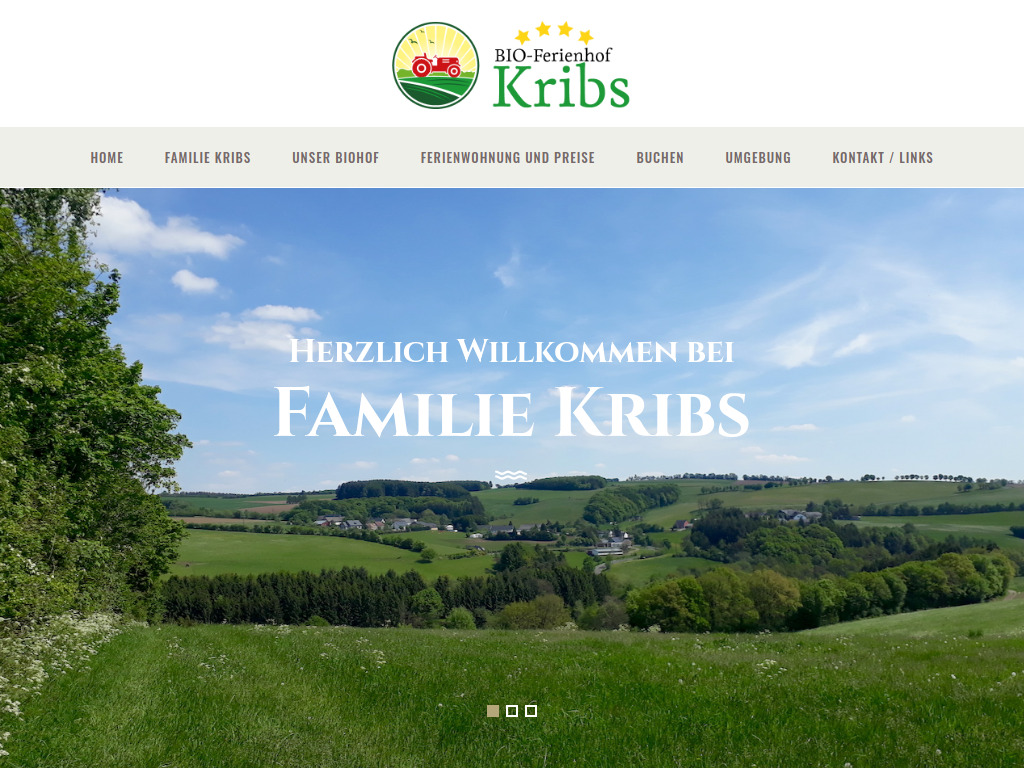 Website von BIO-Ferienhof Kribs in Arzfeld