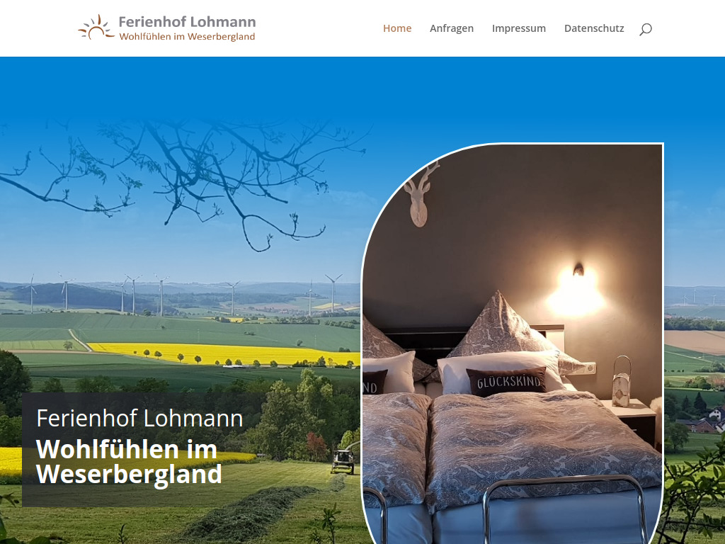 Website von Ferienhof Lohmann in Bremke