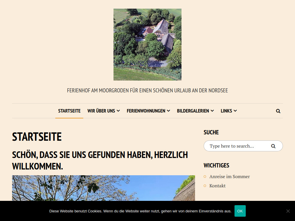 Website von Ferienhof Moorgroden in Stadland-Seefeld