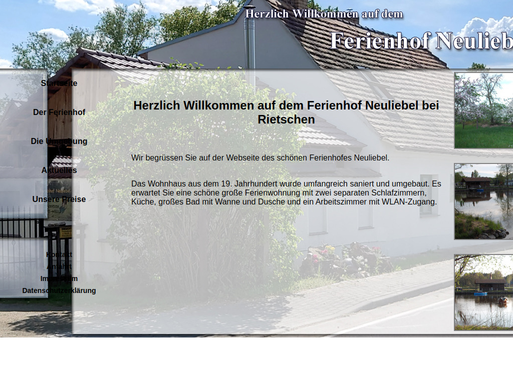 Website von Ferienhof Rietschen Neuliebel