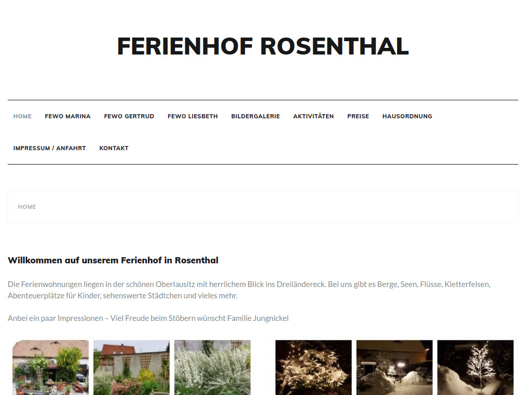 Website von Ferienhof Rosenthal in Hirschfelde OT Rosenthal