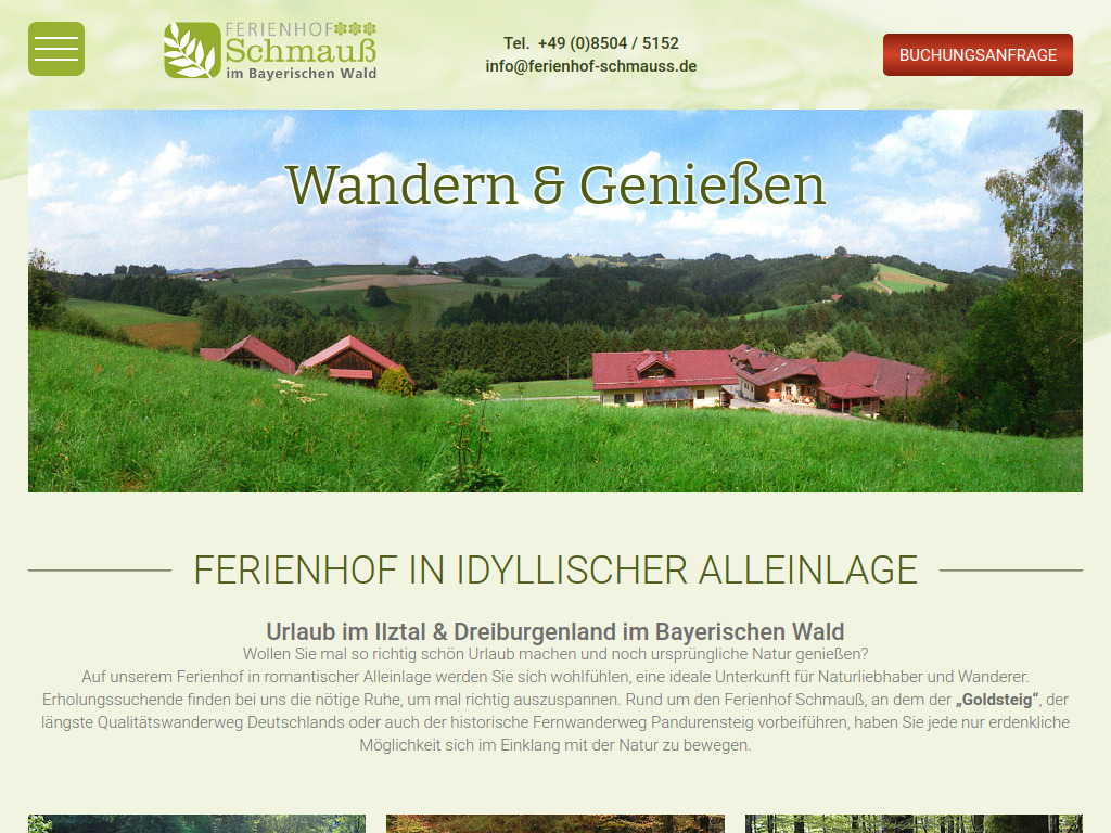 Website von Ferienhof Schmauß in Tittling