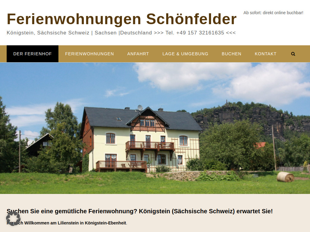 Website von Ferienhof Schönfelder in Königstein