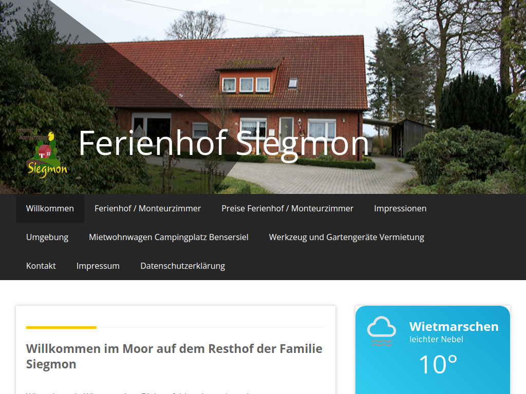 Website von Ferienhof Siegmon in Wietmarschen