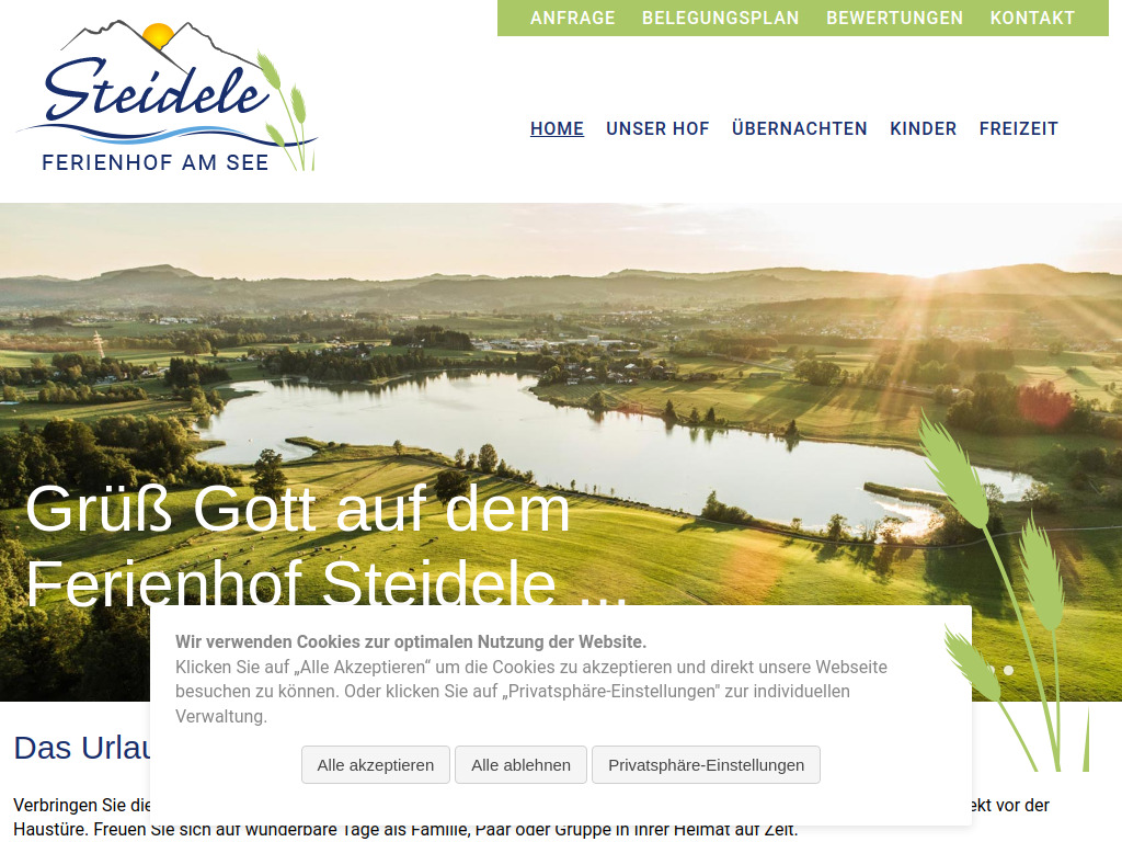 Website von Ferienhof am See GbR in Sulzberg