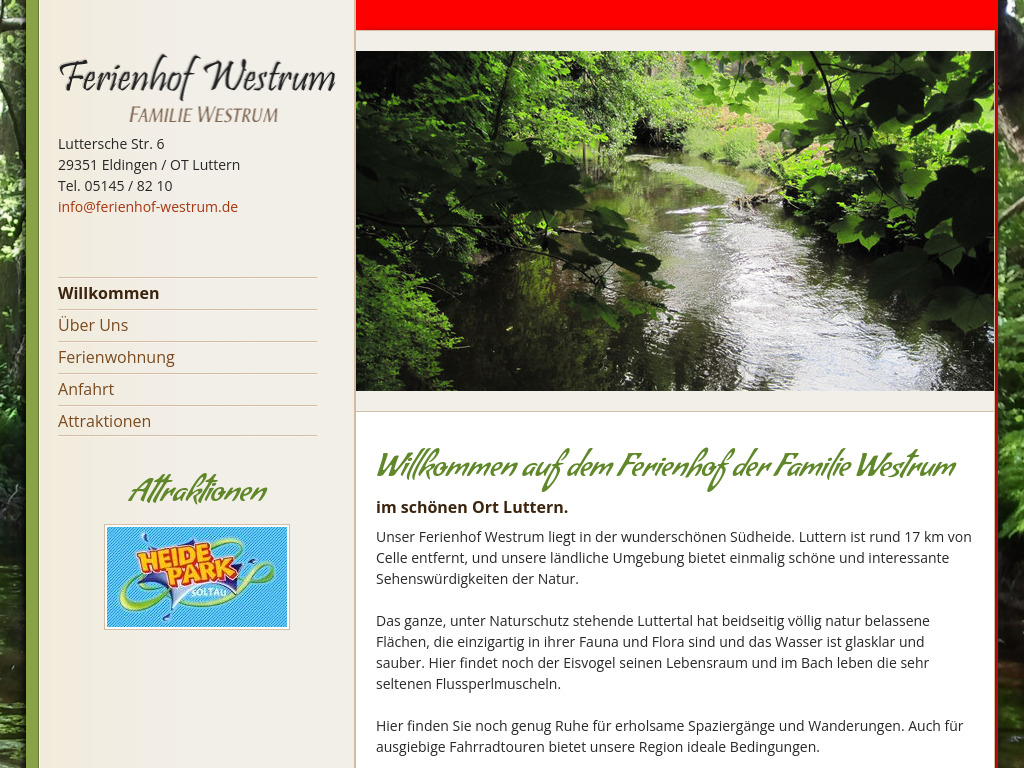 Website von Ferienhof Westrum in Eldingen