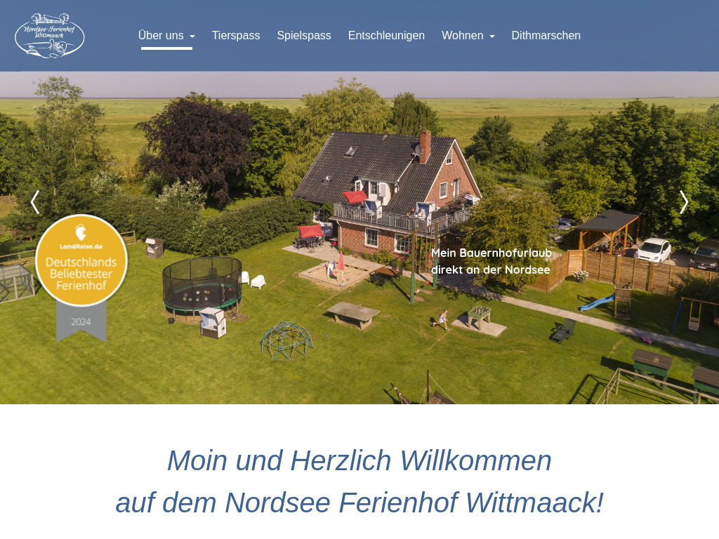 Website von Ferienhof Wittmaack in Friedrichskoog