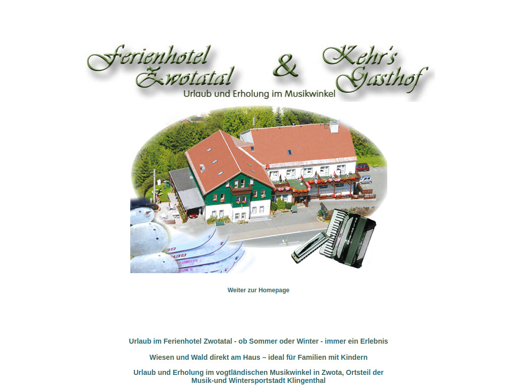 Website von Ferienhotel Zwotatal in Klingenthal OT Zwota