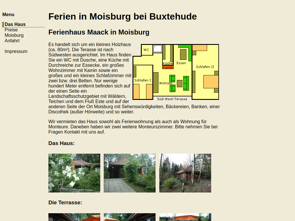 Website von Ferienhaus Maack in Moisburg
