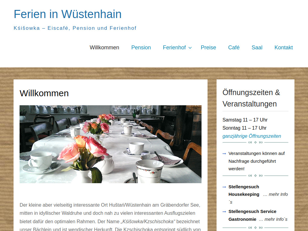 Website von Ferien in Wüstenhain