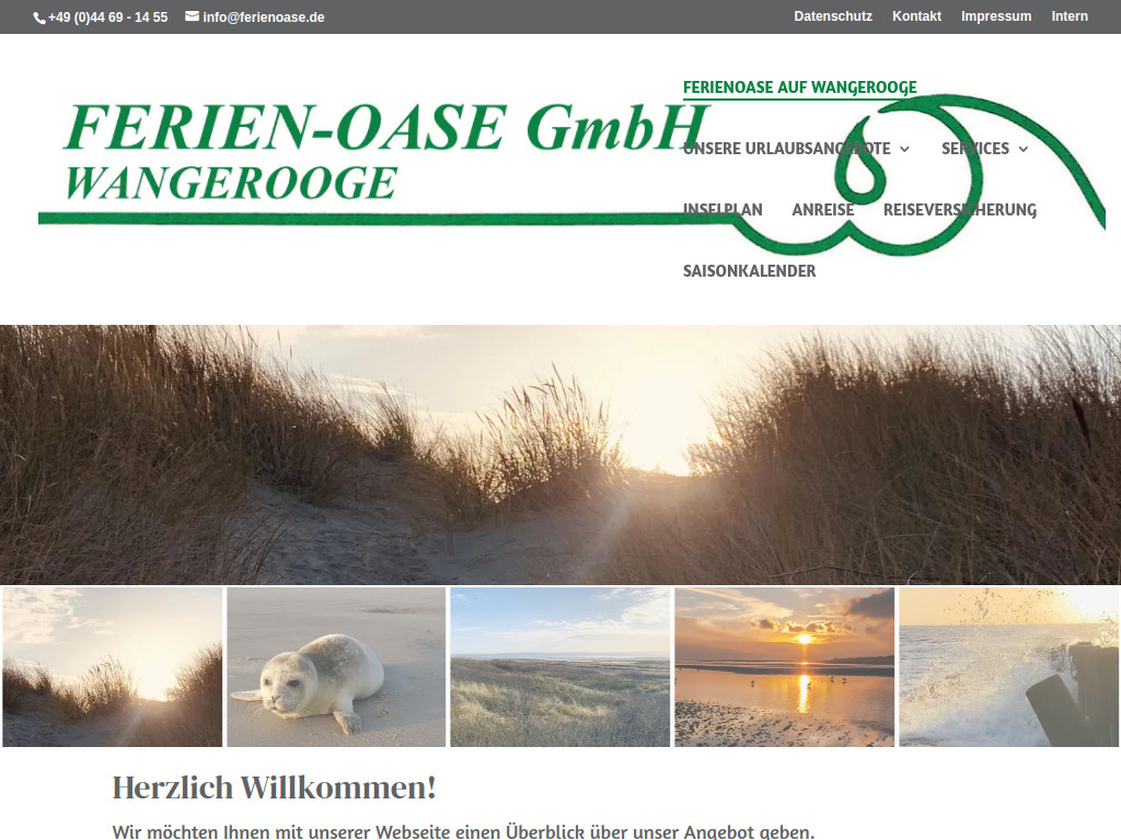 Website von Ferienoase GmbH in Wangerooge