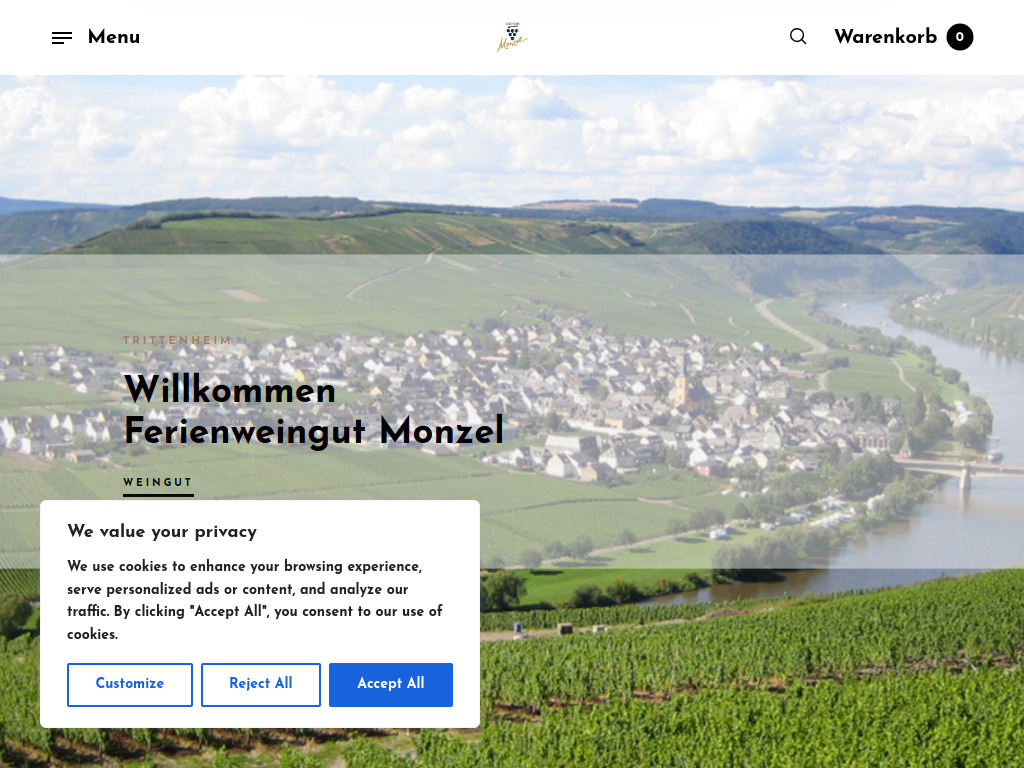 Website von Ferienweingut Monzel in Trittenheim