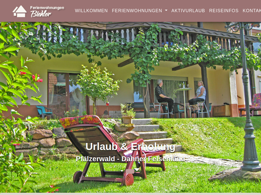 Website von Ferienwohnungen Biehler in Nothweiler