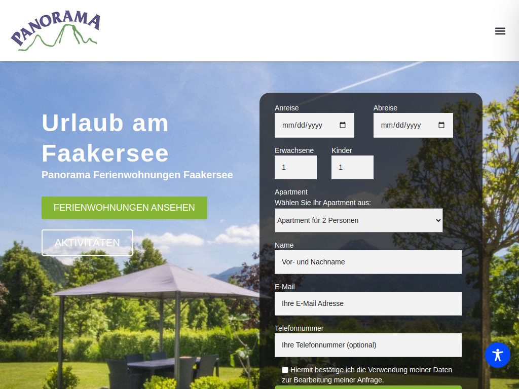 Website von Panorama Ferienwohnungen Faakersee in Drobollach