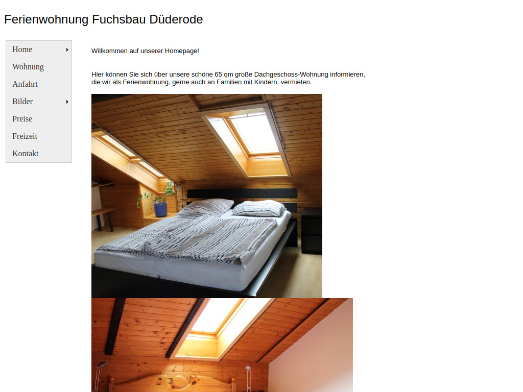Website von Ferienwohnung Fuchsbau Düderode