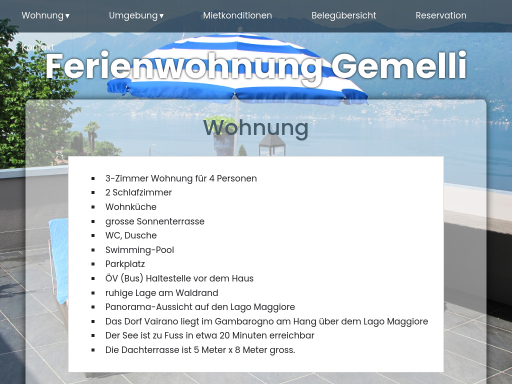 Website von Ferienwohnung Gemelli - Wohnung