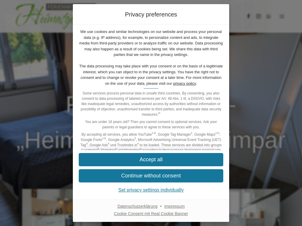 Website von Ferienwohnung Heimatgefühl in Maidbronn