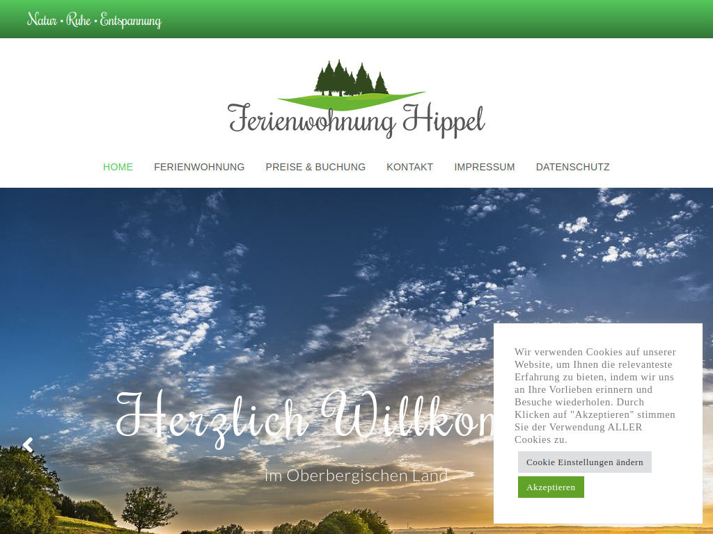 Website von Ferienwohnung Hippel in Reichshof