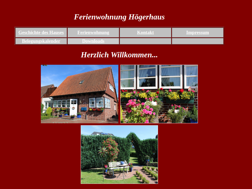Website von Ferienwohnung Högerhaus in Meppen