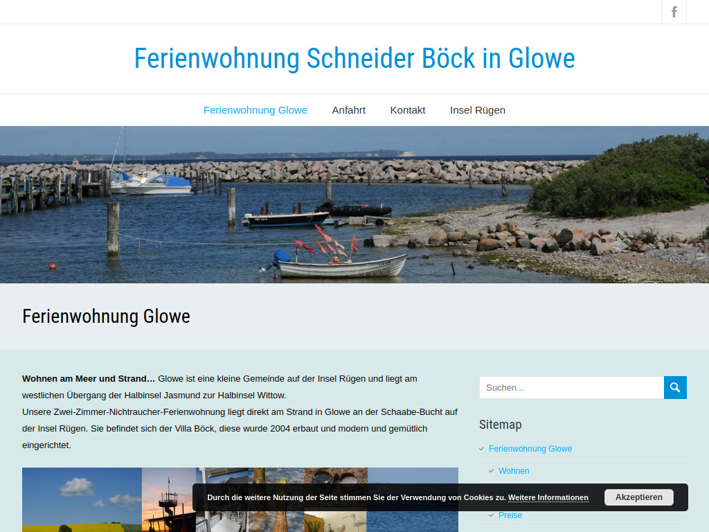 Website von Ferienwohnung Schneider Böck in Glowe
