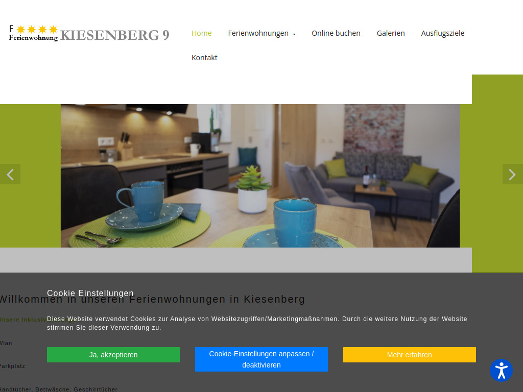 Website von Ferienwohnung Kiesenberg in Thanstein