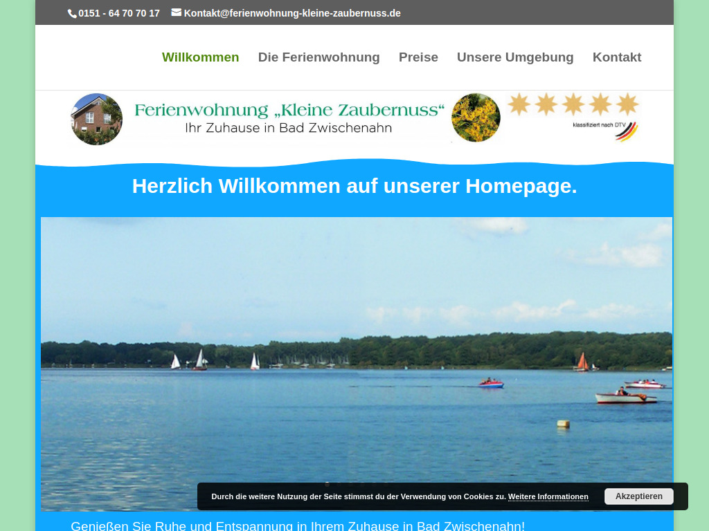 Website von Ferienwohnung Kleine Zaubernuss in Bad Zwischenahn
