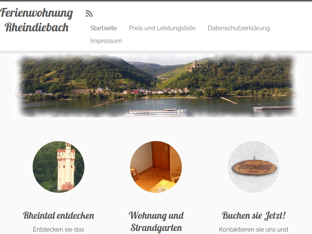 Website von Ferienwohnung Rheindiebach in Rheindiebach