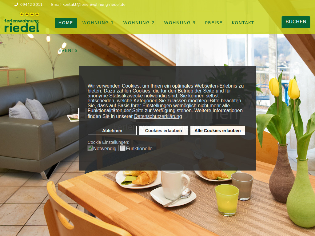 Website von Ferienwohnung Riedel in Riedenburg