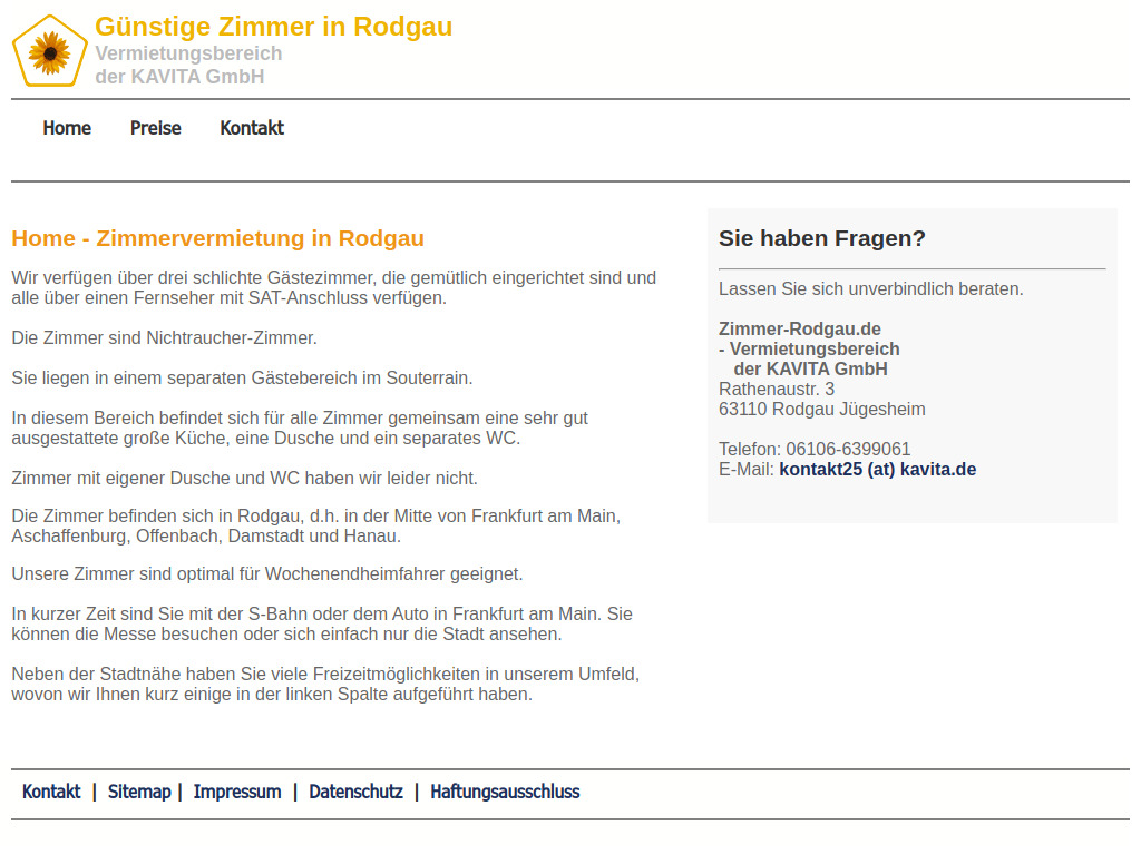 Website von KAVITA GmbH in Rodgau